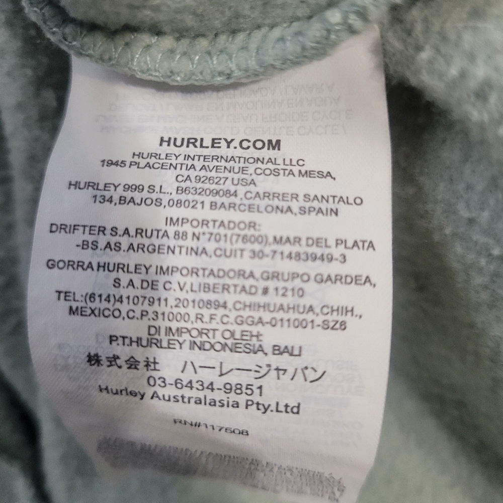 Hurley Light Green Logo Cropped Hoodie S Lightweight - Picture 5 of 6